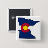 Kleur van de vlag Minnesota met vierkante knop Button 5,1 Cm (Voorkant /achterkant)