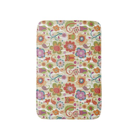 Kleur van Floral en Owl Badmat (Voorkant Verticaal)