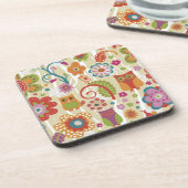 Kleur van Floral en Owl Bier Onderzetter (Linkerzijde)