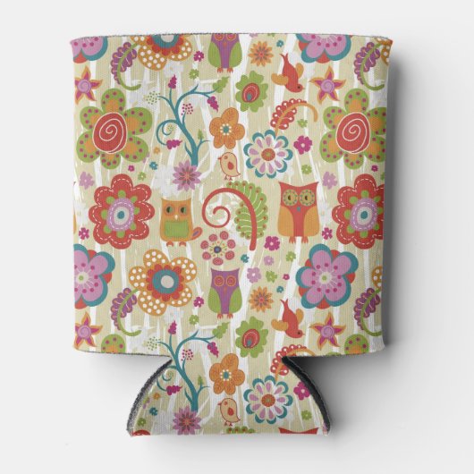 Kleur van Floral en Owl Blikjeskoeler (Voorkant)