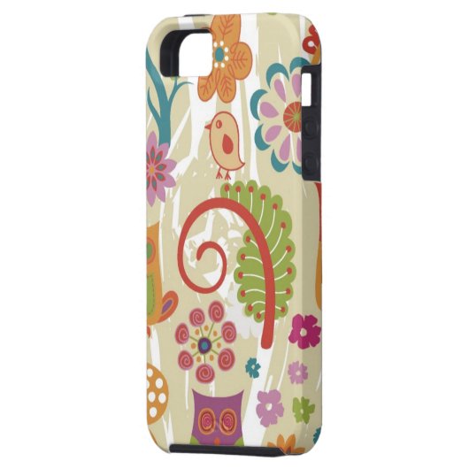 Kleur van Floral en Owl Case-Mate iPhone Case (Achterkant Links)