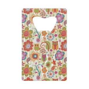 Kleur van Floral en Owl Creditkaart Flessenopener