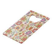 Kleur van Floral en Owl Creditkaart Flessenopener (Voorkant Gekanteld)