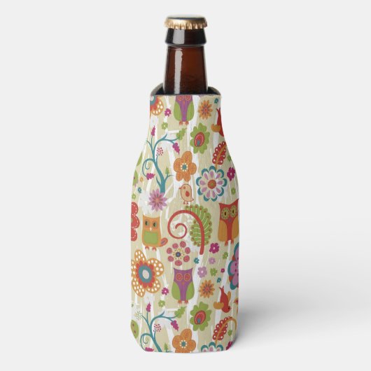 Kleur van Floral en Owl Flesjeskoeler (Fles Voorkant)