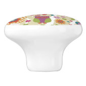 Kleur van Floral en Owl Keramische Knop (Zijkant)