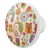 Kleur van Floral en Owl Keramische Knop (Rechts)
