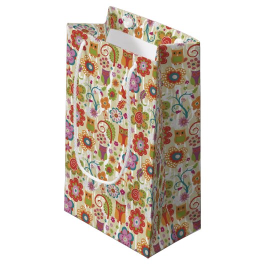 Kleur van Floral en Owl Klein Cadeauzakje (Voorkant Gekanteld)
