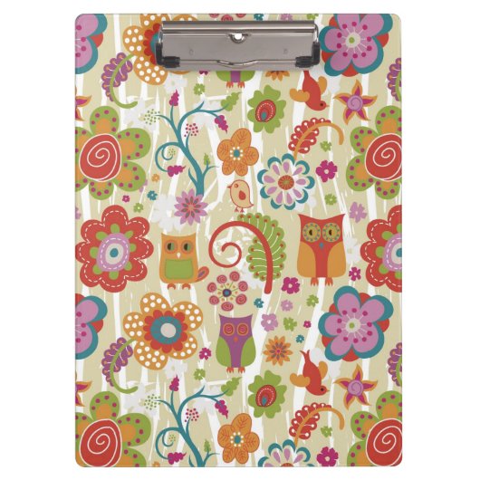 Kleur van Floral en Owl Klembord (Voorkant)