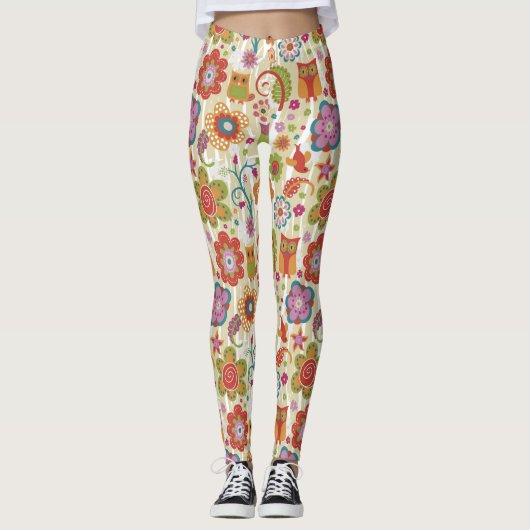 Kleur van Floral en Owl Leggings (Voorkant)