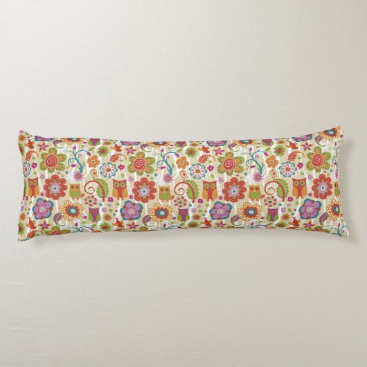 Kleur van Floral en Owl Lichaamskussen (Achterkant)