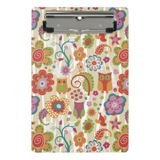 Kleur van Floral en Owl Mini Klembord (Voorkant)