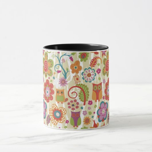 Kleur van Floral en Owl Mok (Midden)