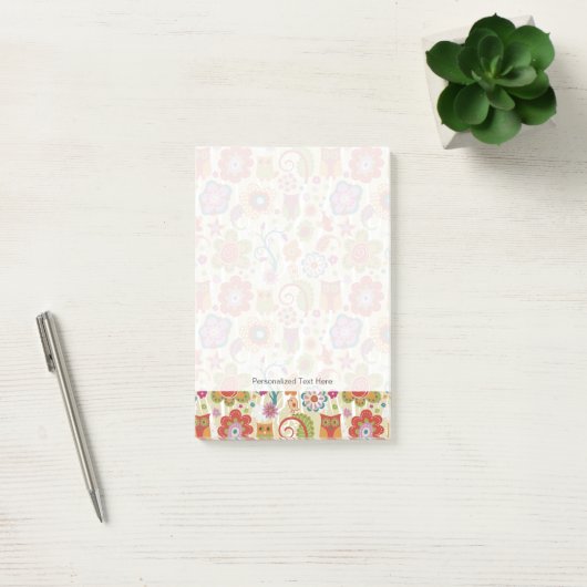Kleur van Floral en Owl Post-it® Notes (Kantoor)