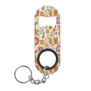 Kleur van Floral en Owl Sleutelhanger Flessenopener
