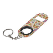 Kleur van Floral en Owl Sleutelhanger Flessenopener (Voorkant Gekanteld)