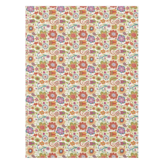 Kleur van Floral en Owl Tafelkleed (Voorkant)