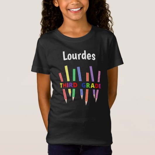 Kleur van het 3e-klassemeisje van de Pencils T-shi T-shirt (Voorkant)