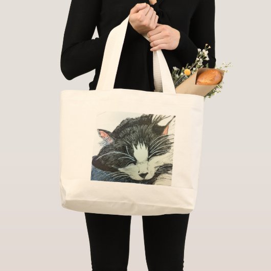 Kleur van het kattenwater en inbedrukking grote tote bag (Voorkant (product))