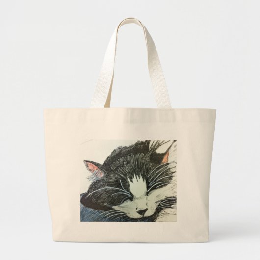 Kleur van het kattenwater en inbedrukking grote tote bag (Voorkant)