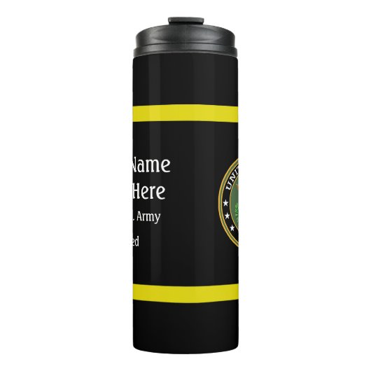 Kleur van het leger Plus Legerzegel - Personalisee Thermosbeker (Voorkant)