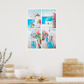 Kleur van het schilderij van de Griekse waterverf Poster (Keuken)