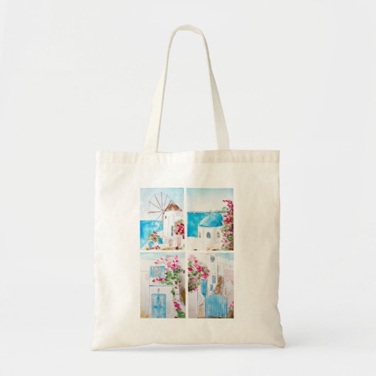 Kleur van het schilderij van de Griekse waterverf Tote Bag (Voorkant)
