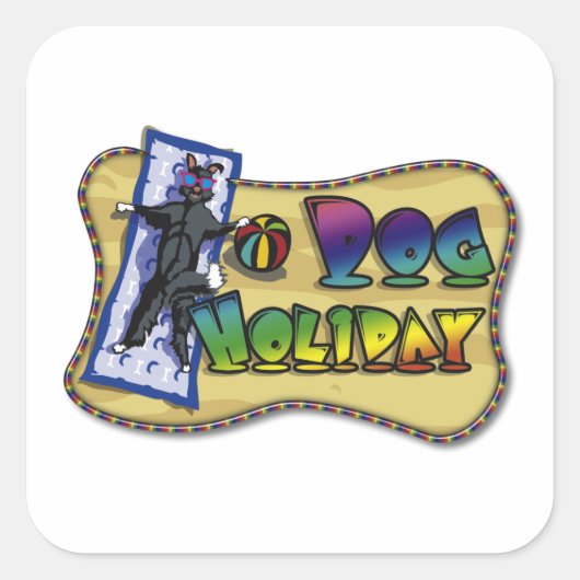 Kleur van het ticker square Dog Holiday Vierkante Sticker (Voorkant)