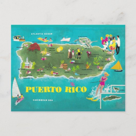 Kleur van het Zee Puerto Rico Briefkaart (Voorkant)