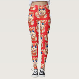 Kleur van kat die pizza eet leggings