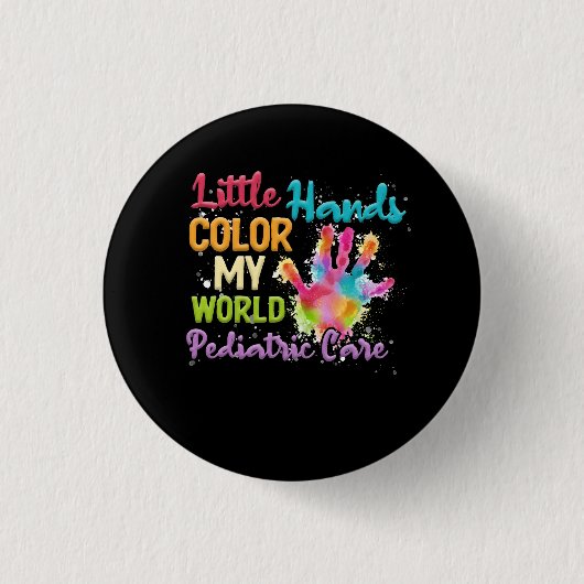 Kleur van kleine handpalmen in kinderverzorging Mi Ronde Button 3,2 Cm (Voorkant)