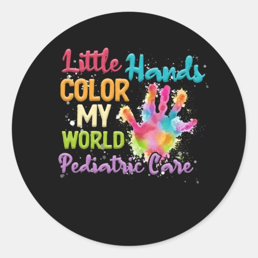 Kleur van kleine handpalmen in kinderverzorging Mi Ronde Sticker (Voorkant)