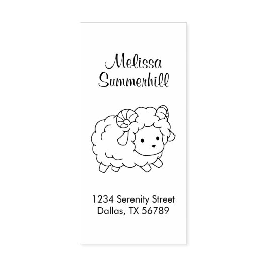 Kleur van kleine schapenvlees Ik adres Rubberstempel (Afrduk)