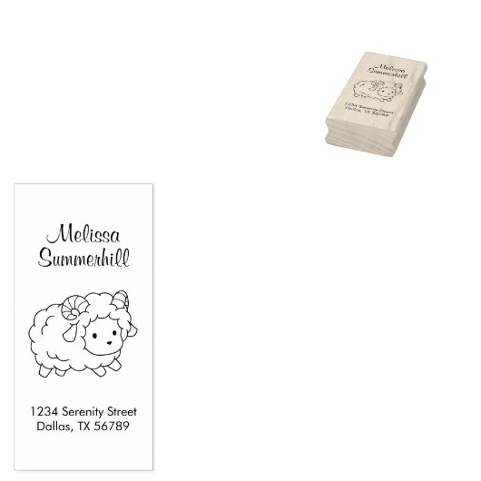 Kleur van kleine schapenvlees Ik adres Rubberstempel (Gestempeld)