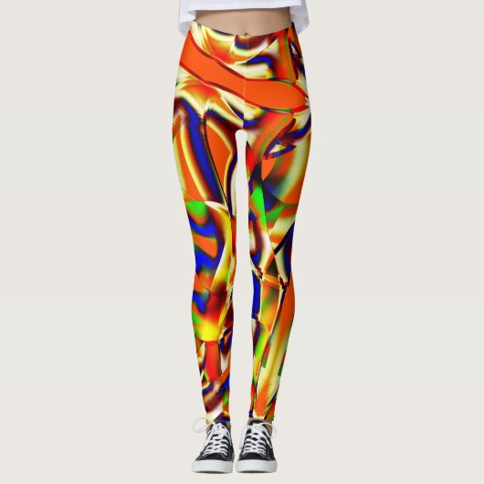 Kleur van majestueuze kleuren, blauw en sinaasappe leggings (Voorkant)
