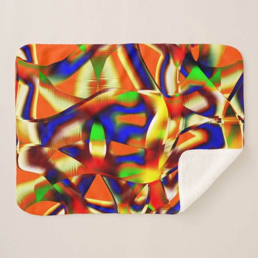 Kleur van majestueuze kleuren, blauw en sinaasappe sherpa deken (Voorkant (horizontaal))