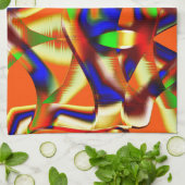 Kleur van majestueuze kleuren, blauw en sinaasappe theedoek (Gevouwen)