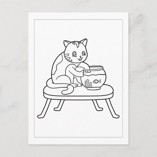 Kleur van mijn kat en viskom | KINDER KAARTEN (Voorkant)