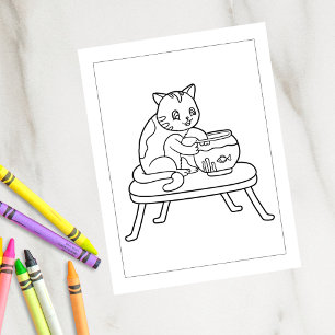 Kleur van mijn kat en viskom KINDER KAARTEN