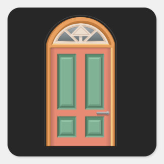 Kleur van oranje houten deur voor glitsmeubelen vierkante sticker