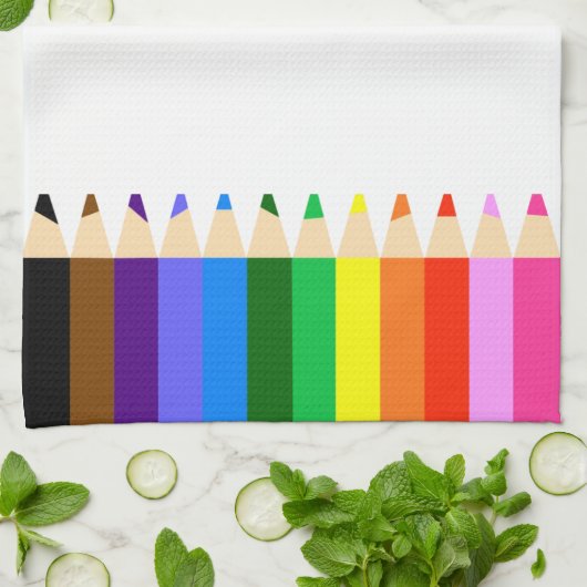 Kleur van Pencils Kitchen Towel Theedoek (Gevouwen)