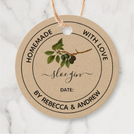 Kleur van Sloe Gin Kraft met  illustratie C Bedankjes Labels