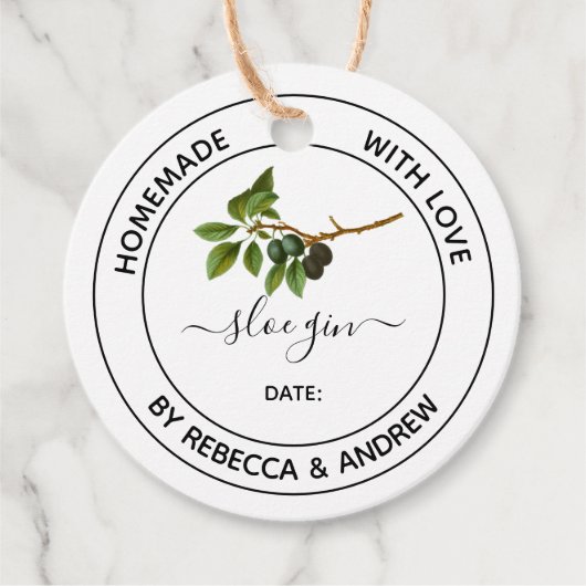 Kleur van Sloe Gin Kraft met illustratie C Bedankjes Labels (Voorkant)