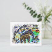 Kleur van wolken - olifant briefkaart (Staand voorkant)