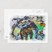 Kleur van wolken - olifant briefkaart (Voorkant / Achterkant)