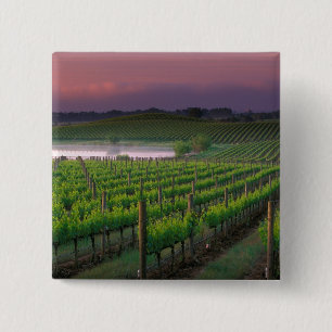 Kleur van zonsopgang in de verre mist erachter vierkante button 5,1 cm