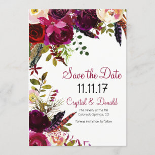 KLEUR VERANDEREN - Bloemen Save the Date Uitnodigi