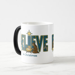 Kleur veranderende 'Geloof' Kerststal mok
