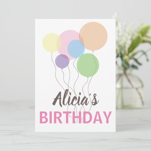 KLEUR VERJAARDAG UITNODIGING. NAAM SJABLOON KAART (Staand voorkant)