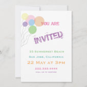 KLEUR VERJAARDAG UITNODIGING. NAAM SJABLOON KAART (Achterkant)