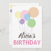 KLEUR VERJAARDAG UITNODIGING. NAAM SJABLOON KAART (Voorkant / Achterkant)